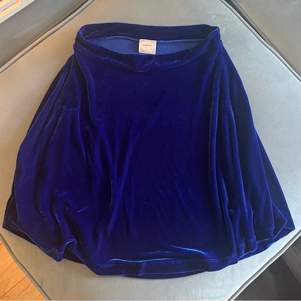NYMPHE Royal Blue Velvet Skater Skirt